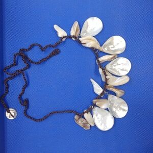 Elegant Shell Necklace with Brown Cord